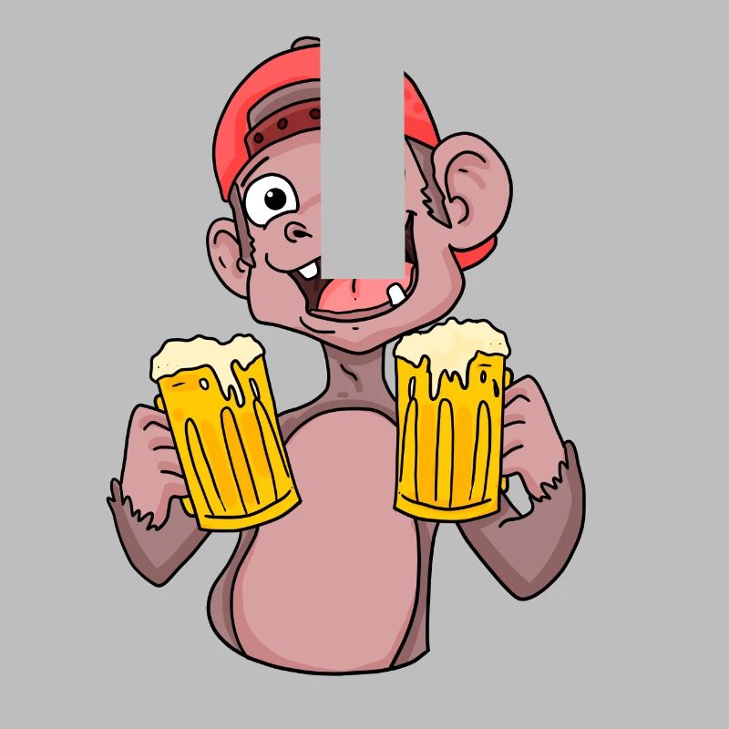 Monkey with beer glasses