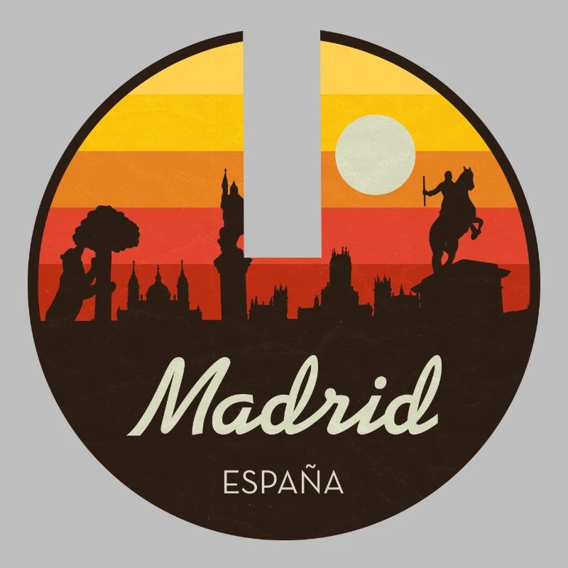 Madrid Sunset Skyline Rétro