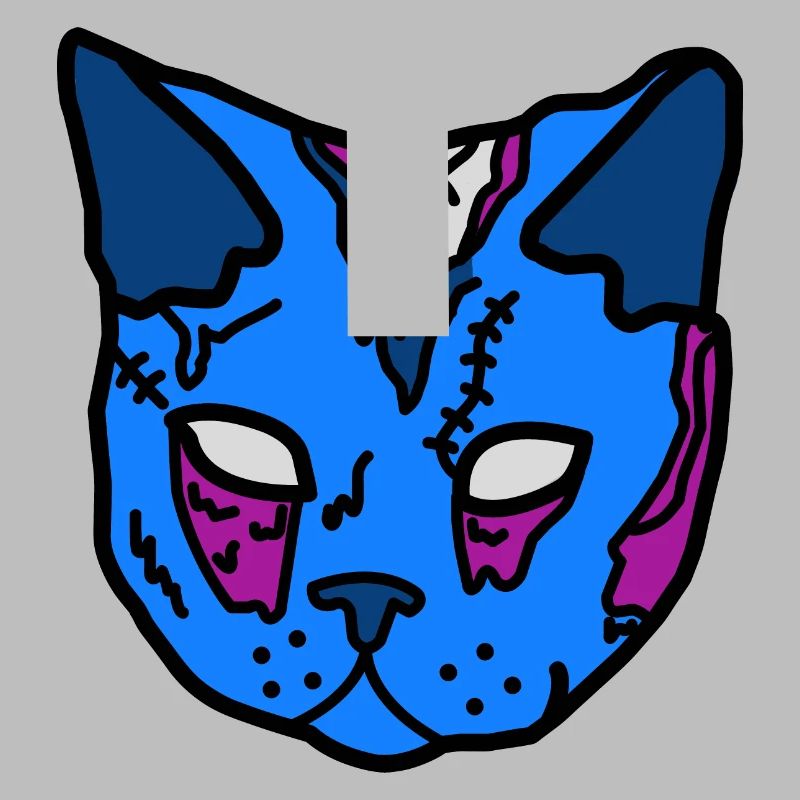 Blue Cat Mask Patchwork