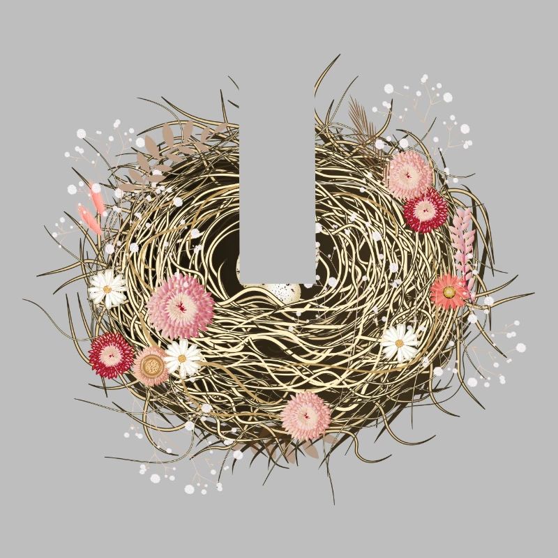 Vogelnest oder Osternest mit Trockenblumen