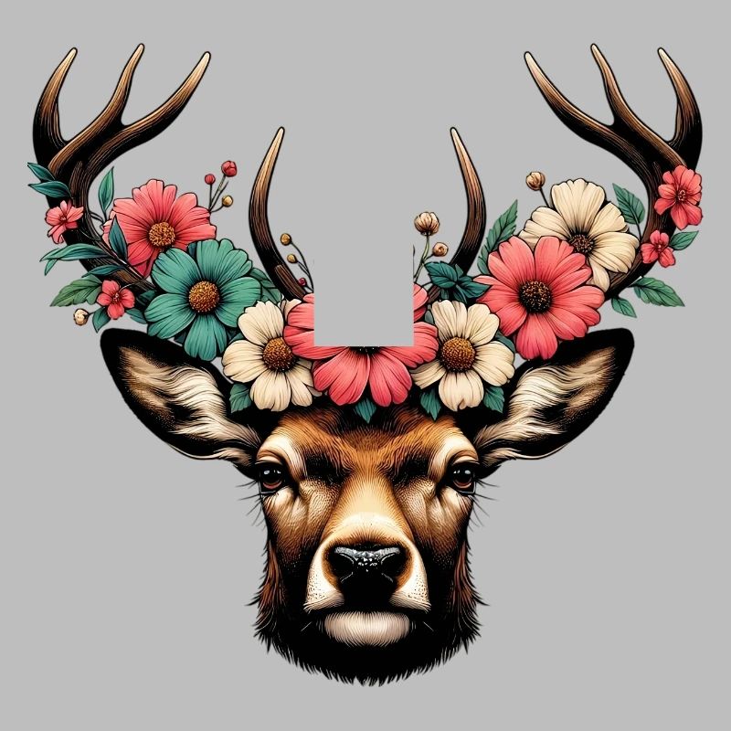 Hirsch mit Blumen