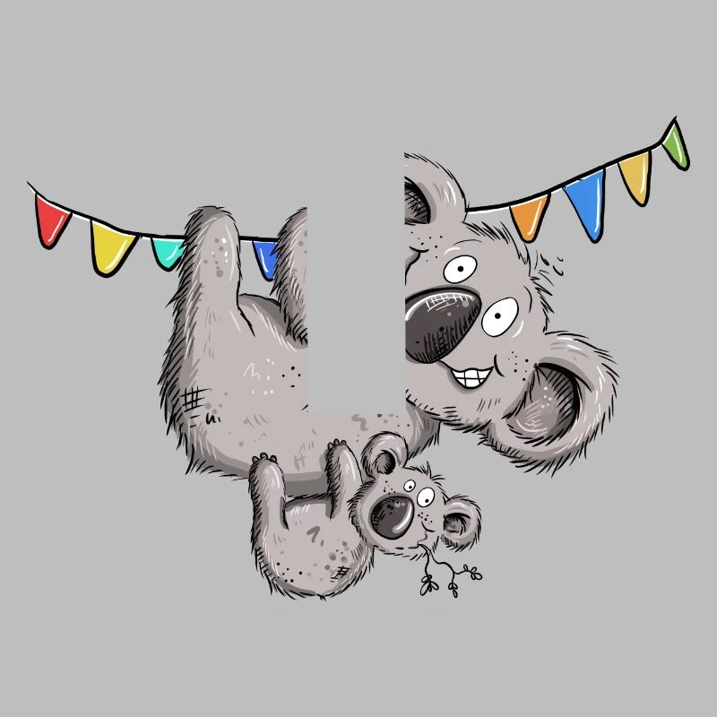 Drôle d’ours koala avec douche de bébé koala