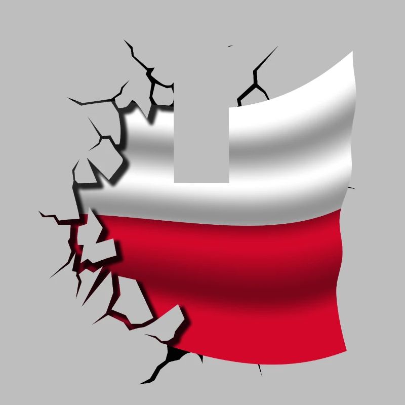 Drapeau de la Pologne - Pologne - Drapeau Broken Design
