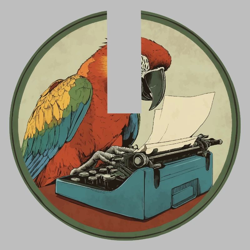 Parrot with typewriter – Feather-light and creative