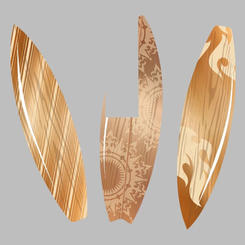 Planches de surf aspect bois dans un style rétro