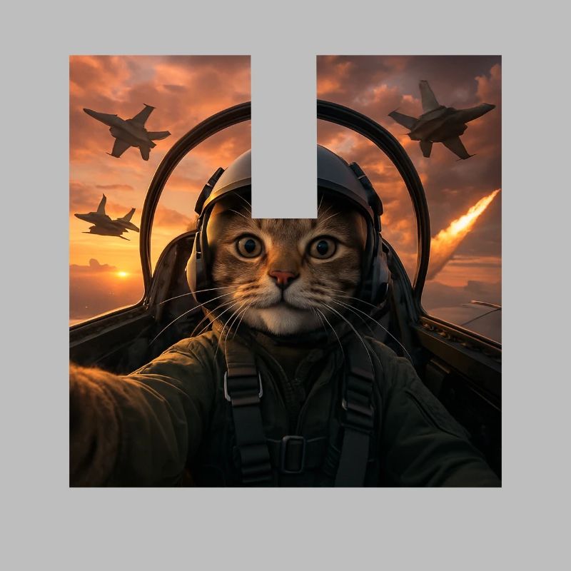 Selfie Squad Katze Lustiger Kampfpilot Meme Katze