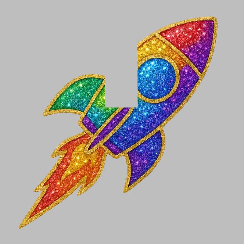 Rainbow Rocket Glitter Design