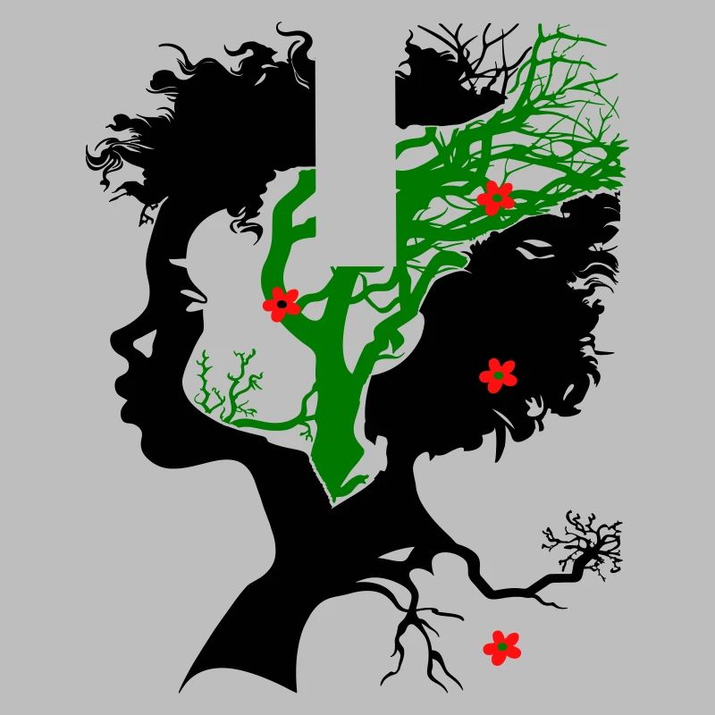 Abstrakter Baum mit Blüten