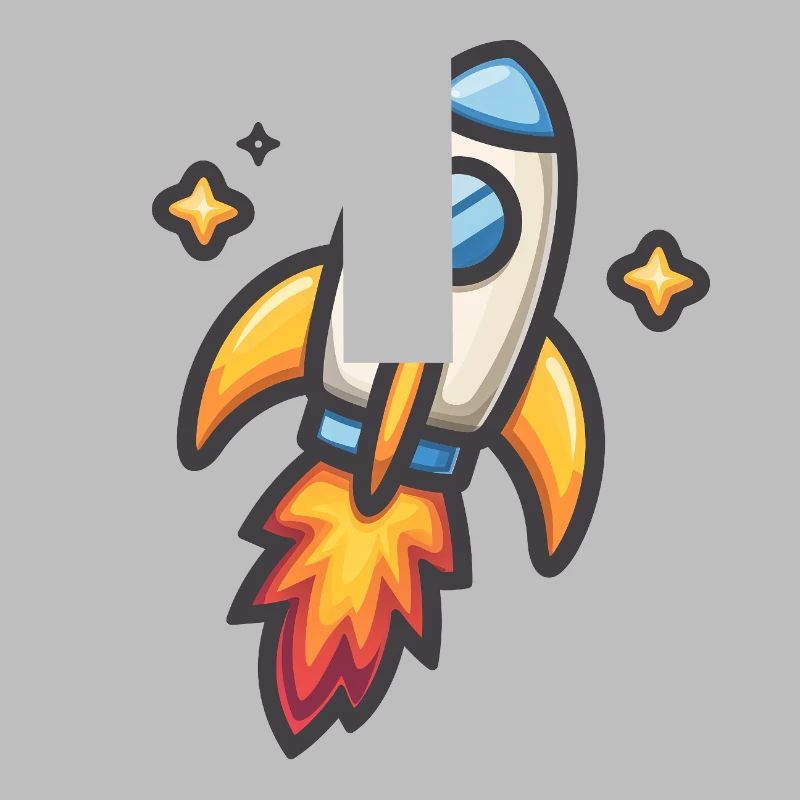 Rocket Launch Cartoon Design