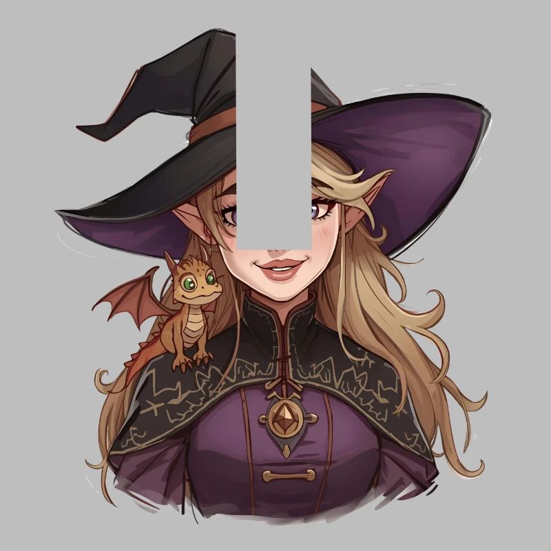 Fantasy witch with dragon on her shoulder