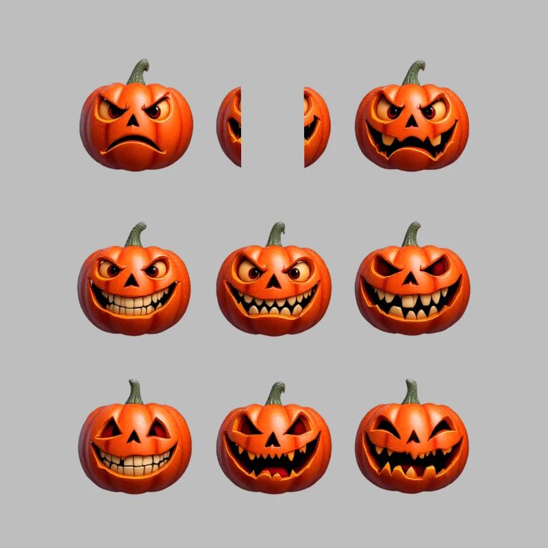 Halloween Pumpkin Faces Pattern