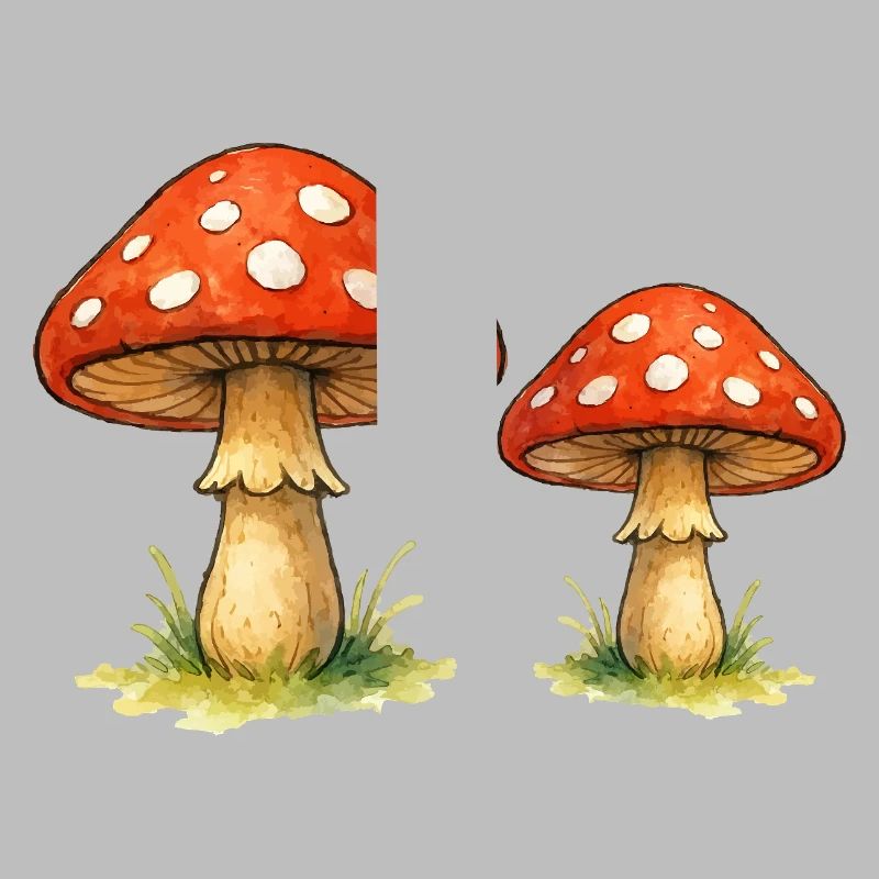 Red toadstools in the grass