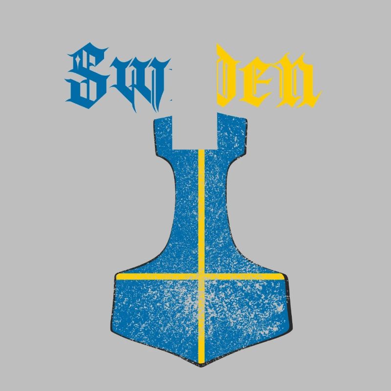 Drapeau de la Suède – Mjölnir Thorhammer Design