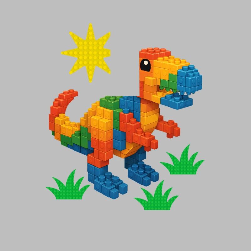 Dinosaur Made Of Bricks Creative Block Builder