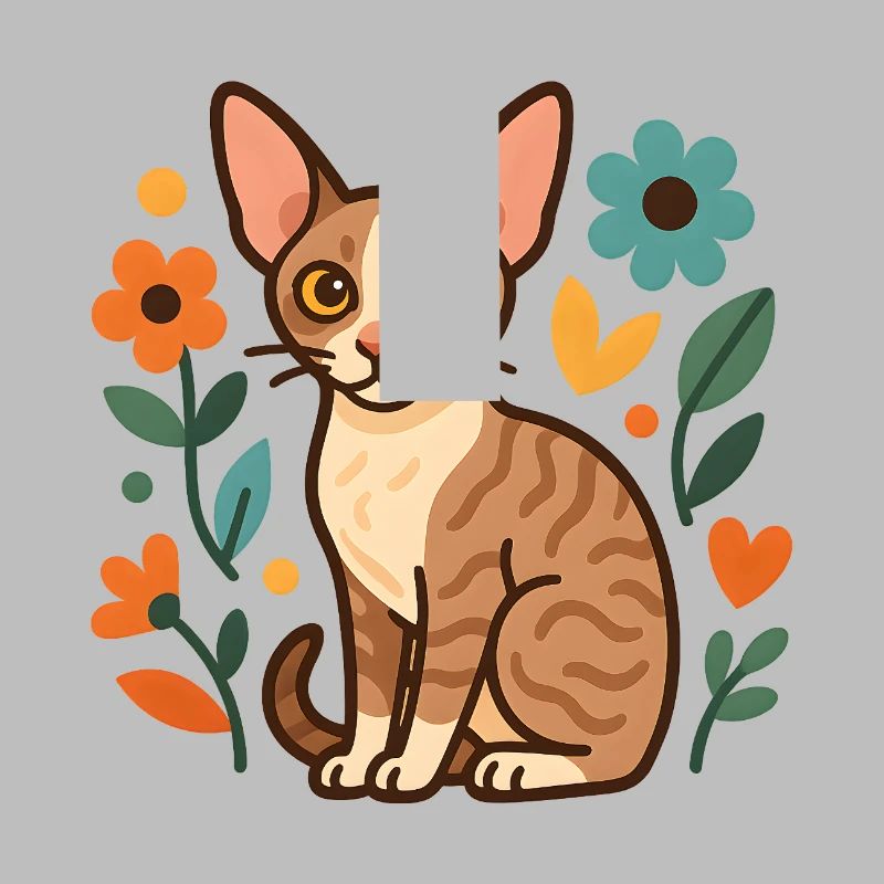 Cornish Rex Katze Unter Blumen