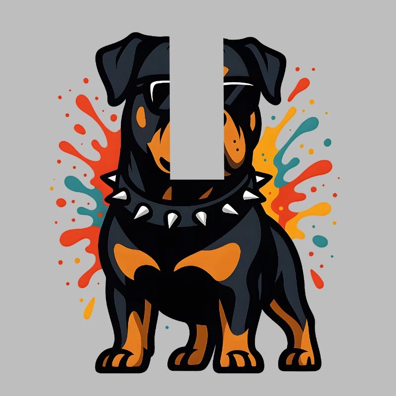 Rottweiler Hund mit Farbexplosion