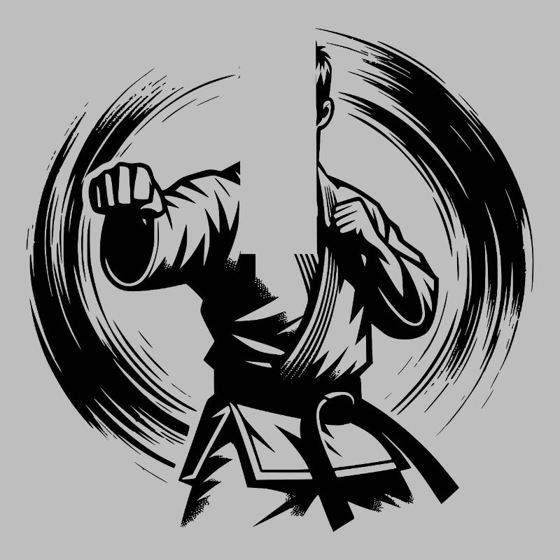 Dynamische Kampfpose Perfekte Karate Silhouette