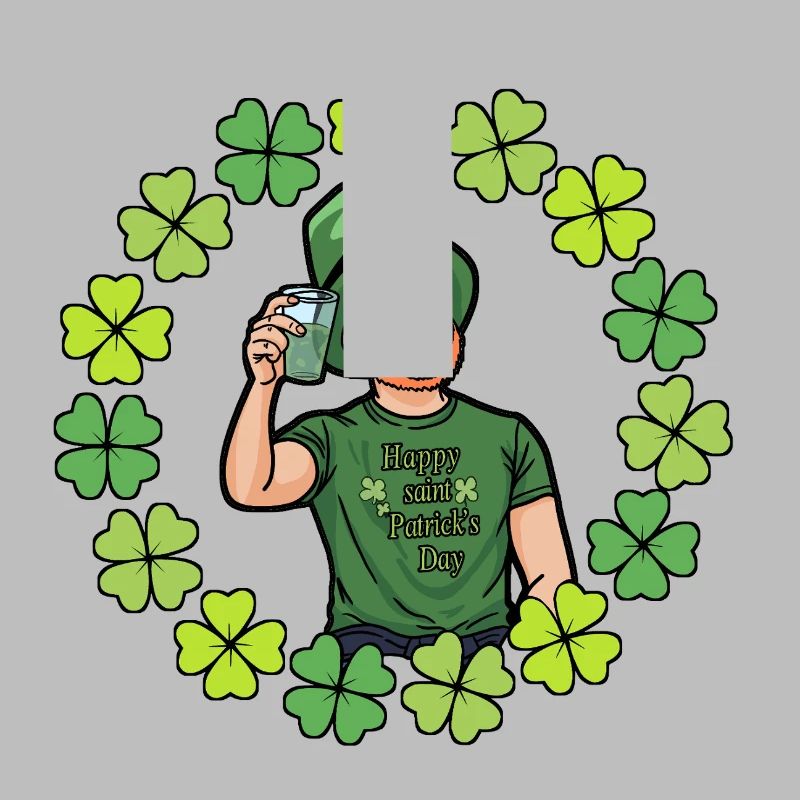 Dessin animé de la Saint-Patrick avec des trèfles