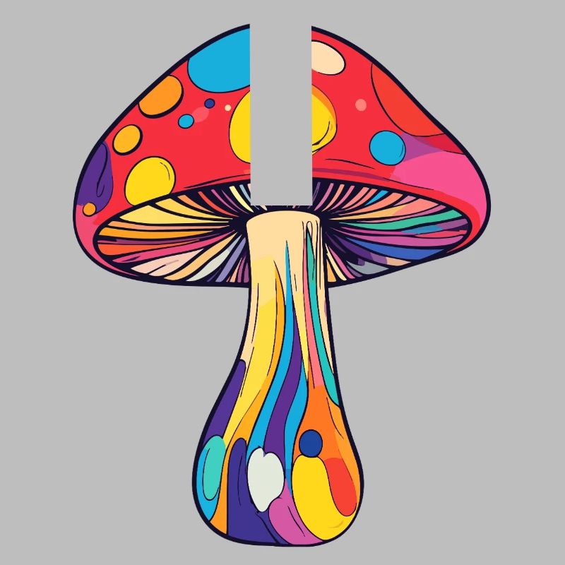 Colorful Toadstool Psychedelic Rainbow Mushroom