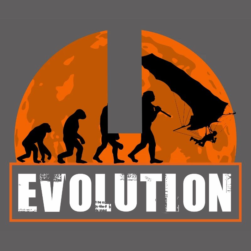 Évolution du design au coucher de soleil de pilote de deltaplane