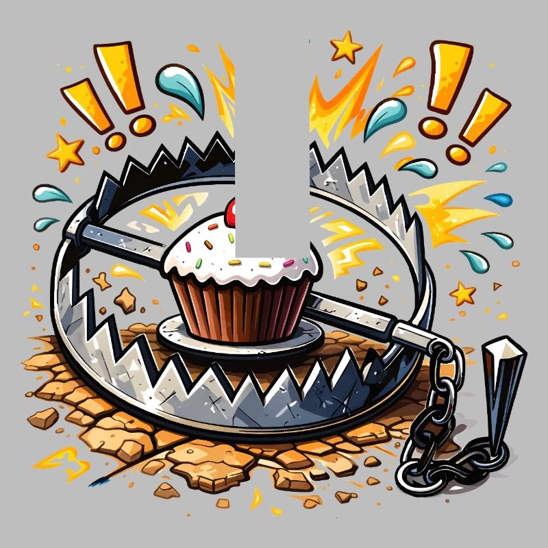Illustration de cupcake mignon dans un piège