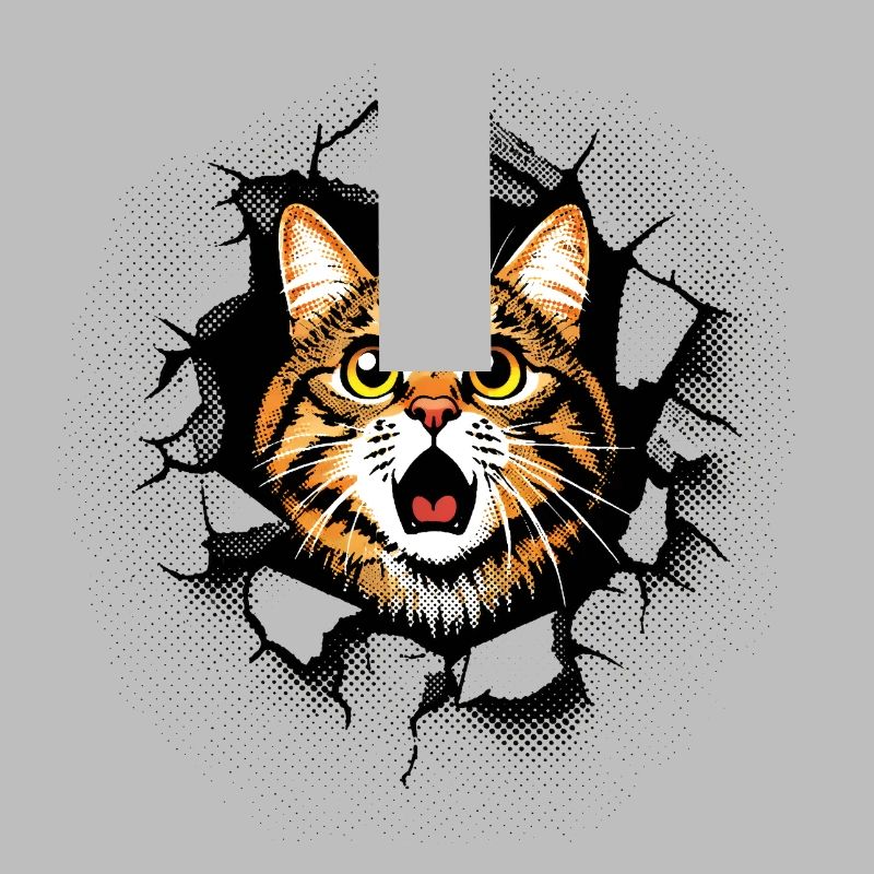Katze Kopf Mauer Loch Risse Durchbruch