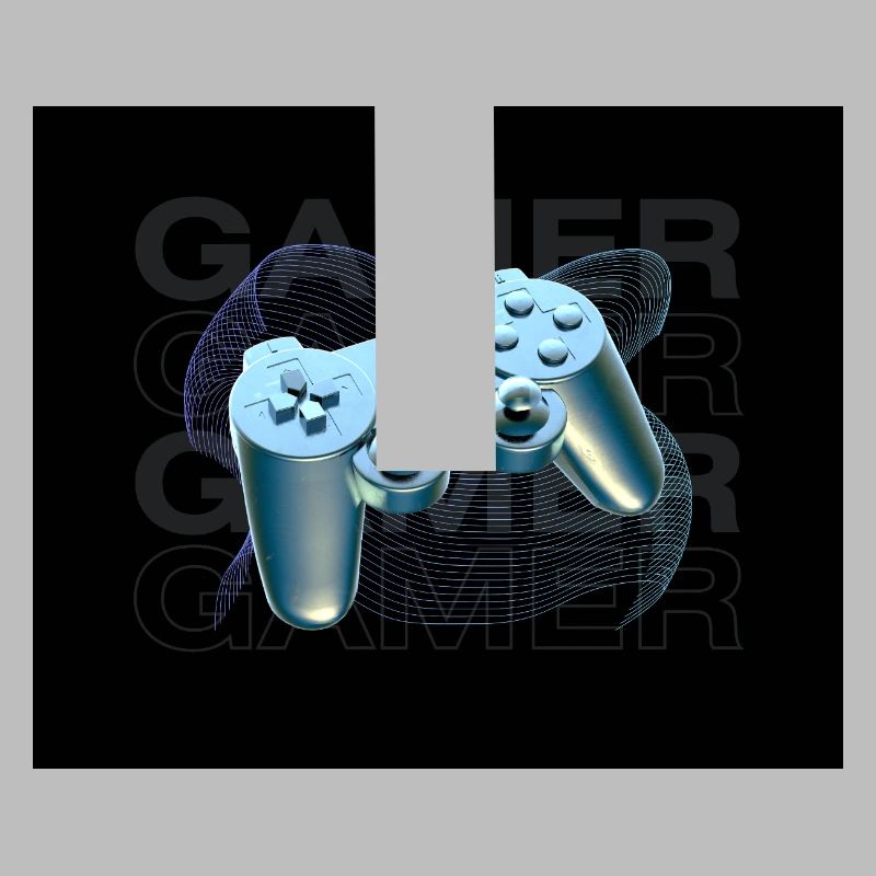 Neonblauer Controller 3D