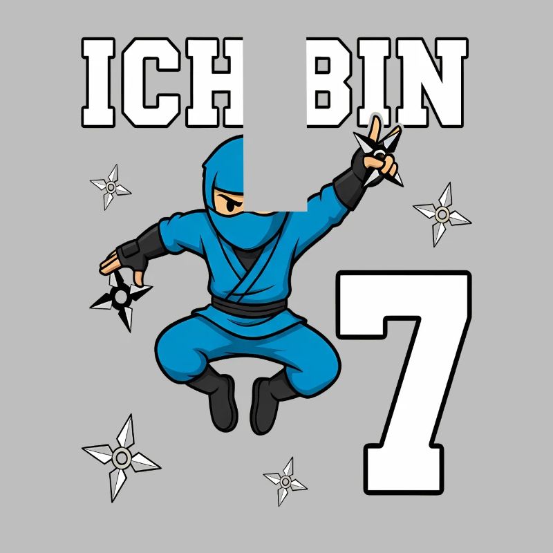 Ich bin 7 Ninja 7. Geburtstag blau Karate