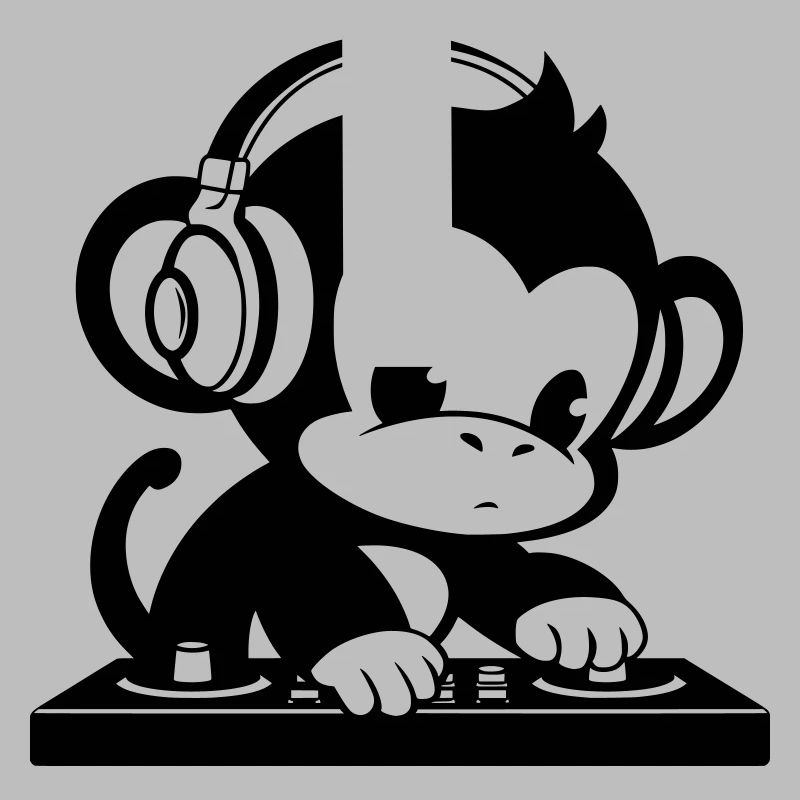 DJ Affe mit Kopfhörern