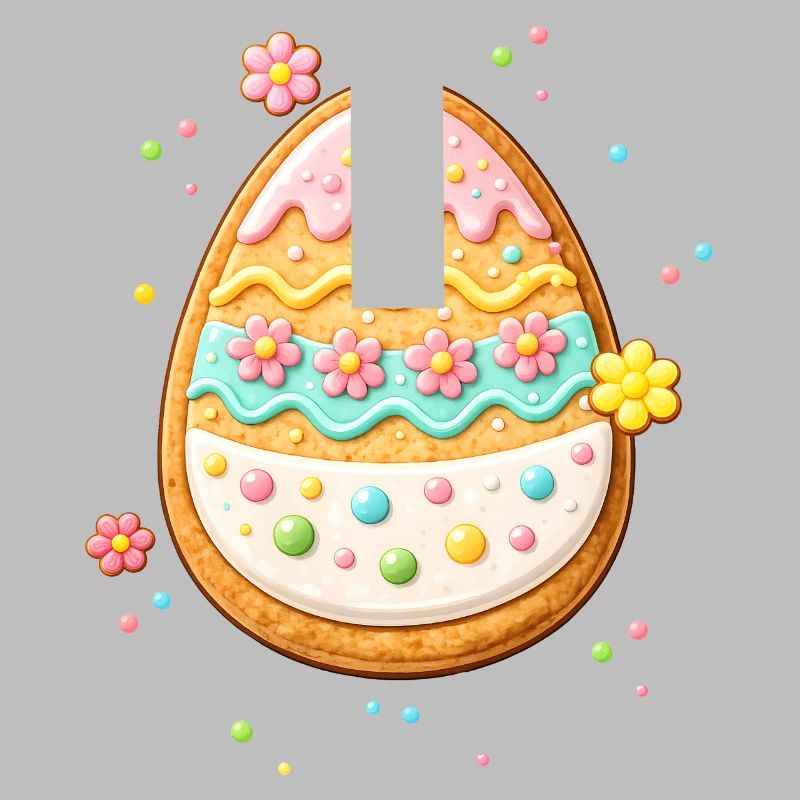 Œuf de Pâques décoré sous forme de cookie avec un glaçage coloré
