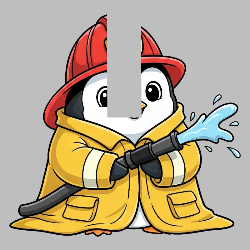 Chubby Penguin Firefighter Volunteer
