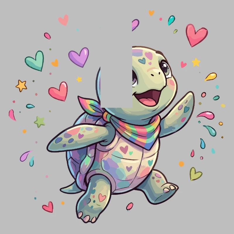 Regenbogen Turtle mit Herzmustern