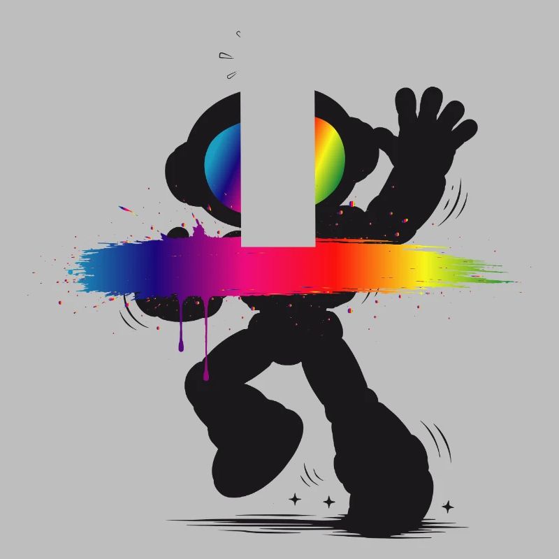 Roboter Silhouette Regenbogen Splash Design  