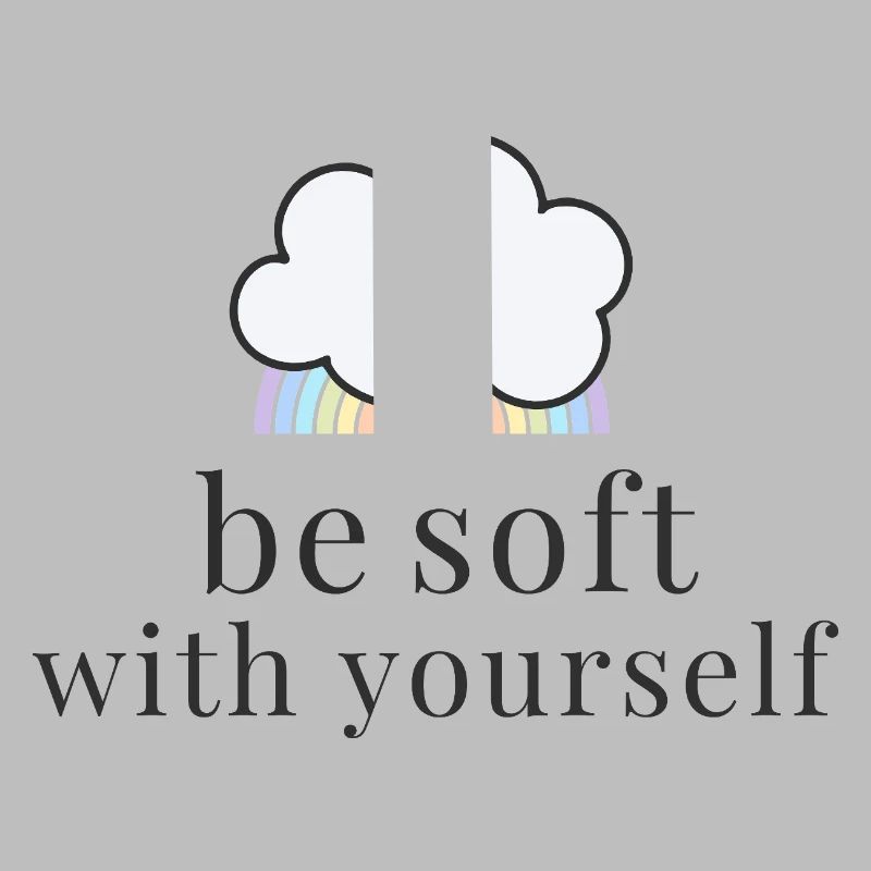 Sois doux avec toi-même Nuage avec Pastel Rainbow