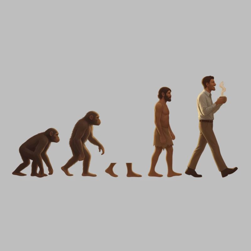 Evolutionsreise: Von Affe zu kaffeetrinkenden Mann