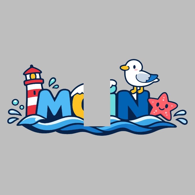 MOIN Möwe Leuchtturm Maritim Bunt