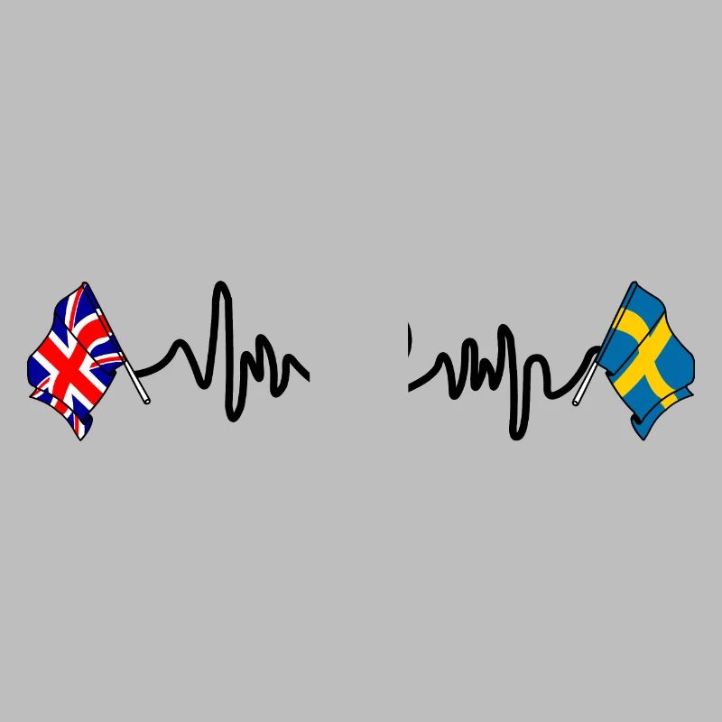 Cardio heart Drapeau Angleterre, drapeau Suède