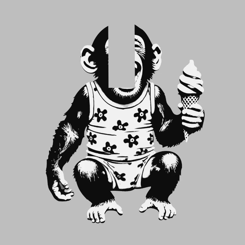 Lachendes Äffchen mit Eis