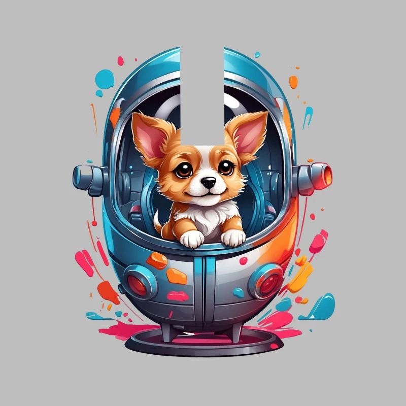 Chiot de l’espace en combinaison spatiale