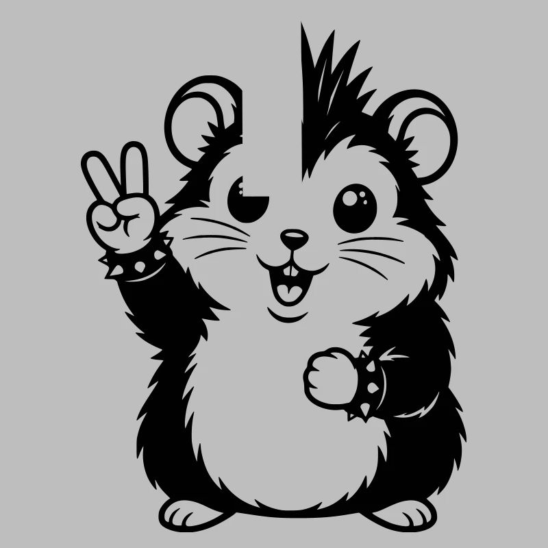Punker Hamster mit Peace Zeichen