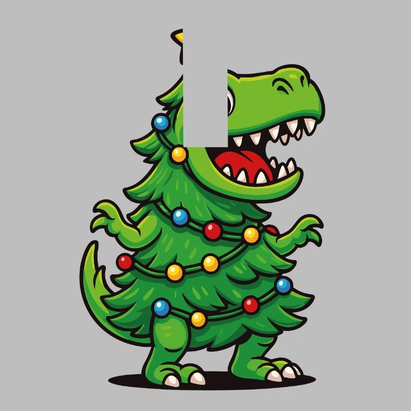 Tree-Rex – Retro Christmas Pun T-Rex Dino