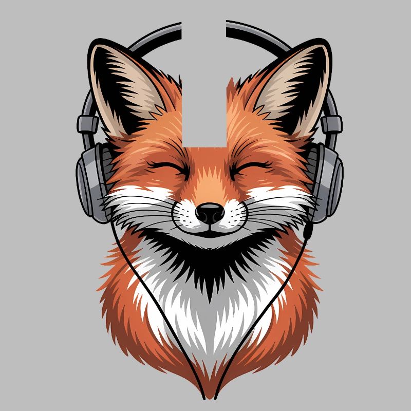Fuchs mit Kopfhörern