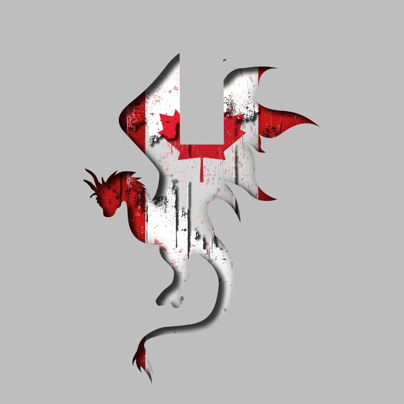 Drapeau du Canada - Canada - Silhouette de dragon