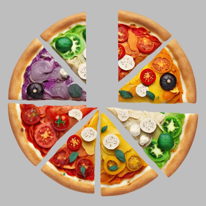 Regenbogenpizza Segmente