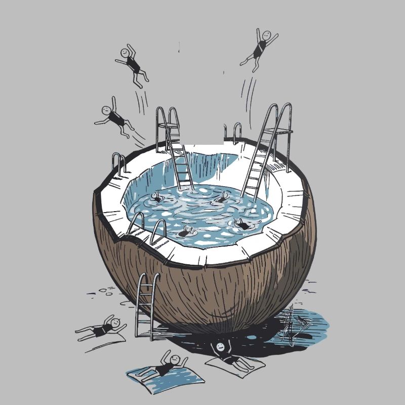 Fête de saut dans la piscine de cocotier