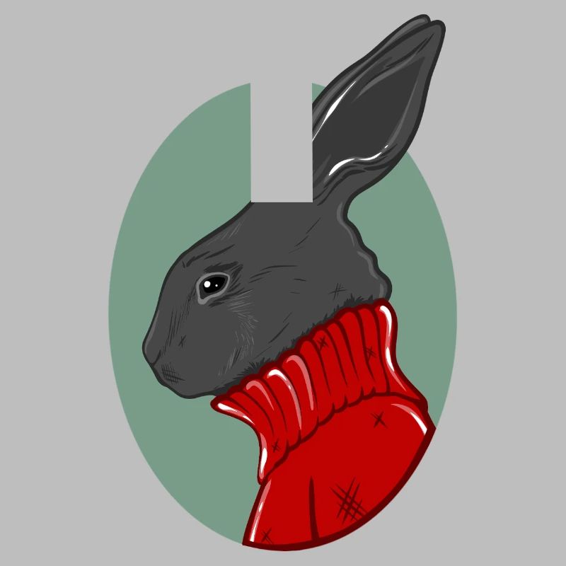 Hase mit rotem Pullover