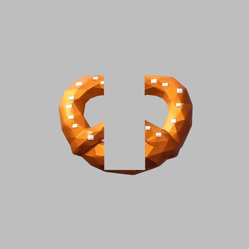 Low poly bretzel orange polygonal