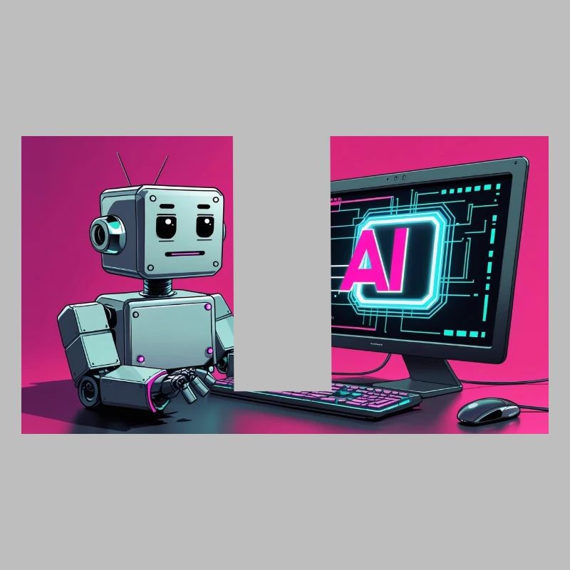 Futuristischer KI-Roboter und Tech-Bildschirm
