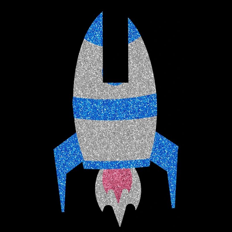 Fusée spatiale pailletée argent bleue
