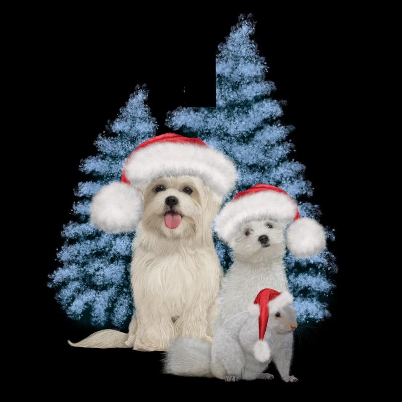 Weihnachtsnetter Hund mit Eichhörnchen